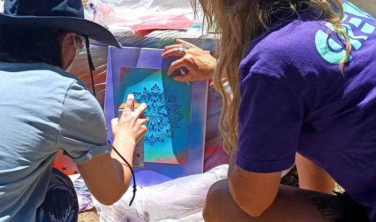 Stencil art workshop at the 2025 Benalla Street Art Festival